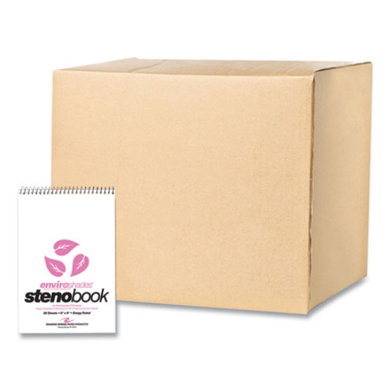 Picture of EnviroShades Steno Pad, Gregg Rule, White Cover, 80 Pink 6 x 9 Sheets, 24 Pads/Carton, Ships in 4-6 Business Days