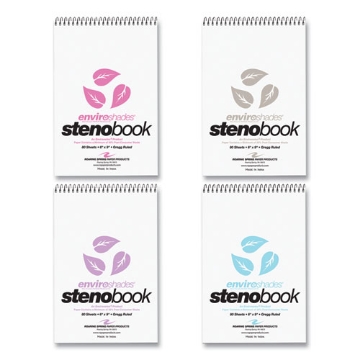 Picture of EnviroShades Steno Pad, Gregg Rule, White Cover, 80 Assorted Color 6 x 9 Sheets, 24 Pads/Carton, Ships in 4-6 Business Days