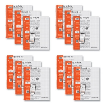 Picture of Whitelines Notebook, Quadrille Rule, (5 sq/in), Gray/Orange Cover, (70) 11 x 8.5 Sheets, 12/CT, Ships in 4-6 Business Days