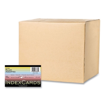 Picture of Colored Index Cards, 3 x 5, Assorted Colors, 100/Pack, 36 Packs/Carton, Ships in 4-6 Business Days