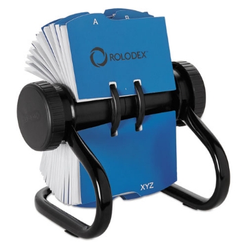 Picture of Open Rotary Business Card File With 24 Guides, Holds 400 2.63 X 4 Cards, 6.5 X 5.61 X 5.08, Metal, Black