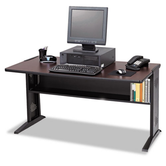 Picture of Computer Desk With Reversible Top, 47.5" X 28" X 30", Mahogany/medium Oak/black