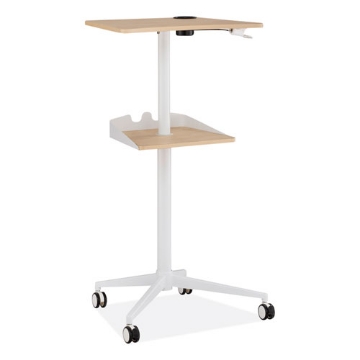 Picture of VUM Mobile Workstation, 25.25" x 19.75" x 35.5" to 47.75", Natural/White, Ships in 1-3 Business Days