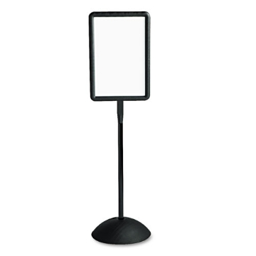 Picture of WriteWay Double-Sided Magnetic Dry Erase Standing Message Sign, Rectangle, 65" Tall Black Stand, 14.25 x 22.25 White Face