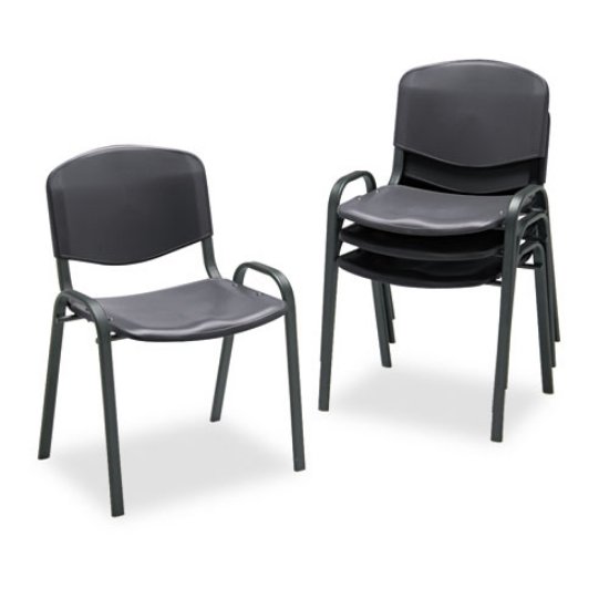 Picture of Stacking Chair, Supports Up to 250 lb, 18" Seat Height, Black Seat, Black Back, Black Base, 4/Carton