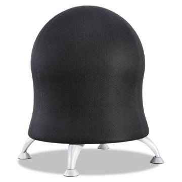 Picture of Zenergy Ball Chair, Backless, Supports Up To 250 Lb, Black Fabric Seat, Silver Base
