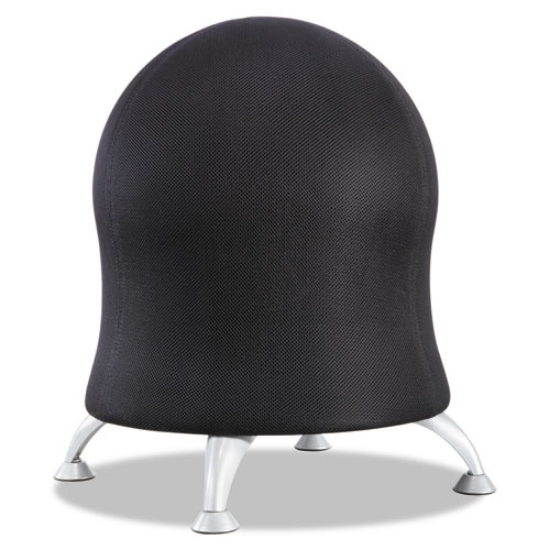 Picture of Zenergy Ball Chair, Backless, Supports Up To 250 Lb, Black Fabric Seat, Silver Base