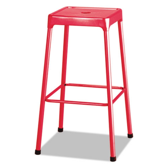 Picture of Bar-Height Steel Stool, Backless, Supports Up To 250 Lb, 29" Seat Height, Red