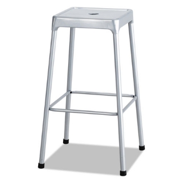 Picture of Bar-Height Steel Stool, Backless, Supports Up To 250 Lb, 29" Seat Height, Silver