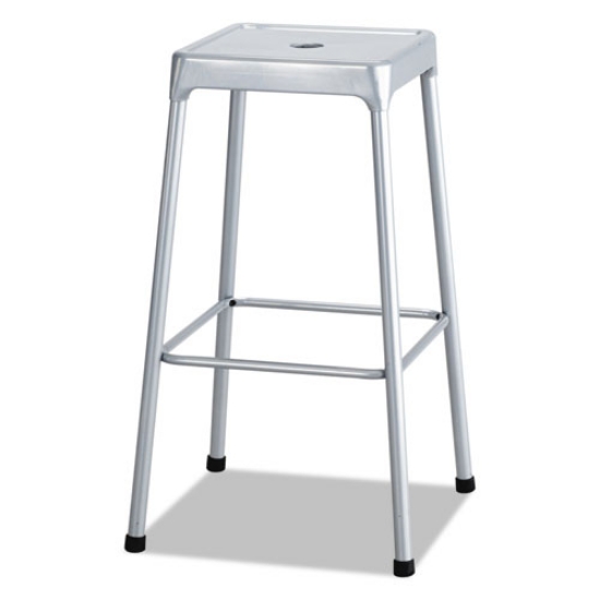 Picture of Bar-Height Steel Stool, Backless, Supports Up To 250 Lb, 29" Seat Height, Silver