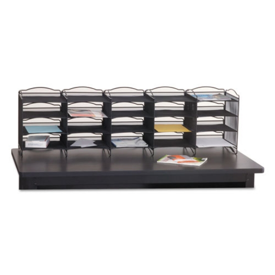 Picture of Onyx Mesh Literature Sorter, 20 Compartments, 19 X 15.25 X 59, Black