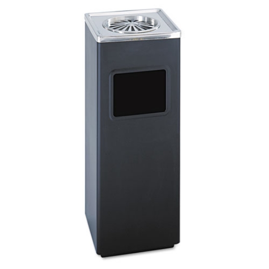 Picture of square ash 'n' trash sandless urn, 3 gal, stainless steel, black