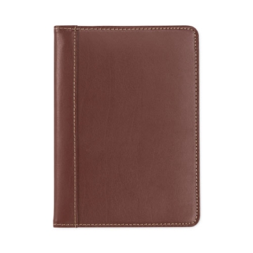 Picture of Contrast Stitch Leather Padfolio, 6.25w x 8.75h, Open Style, Brown