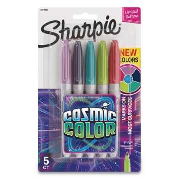Picture of Cosmic Color Permanent Markers, Medium Bullet Tip, Assorted Cosmic Colors, 5/pack