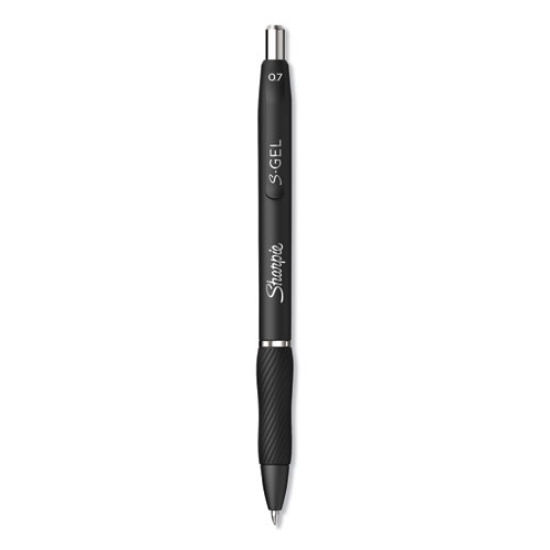 Picture of S-Gel High-Performance Gel Pen, Retractable, Medium 0.7 Mm, Black Ink, Black Barrel, Dozen