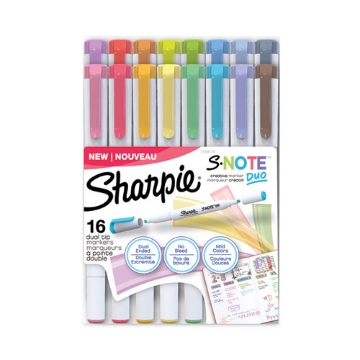 Picture of S-Note Creative Markers, Assorted Ink Colors, Bullet/Chisel Tip, White Barrel, 16/Pack