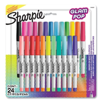 Picture of Ultra Fine Tip Permanent Marker, Ultra-Fine Needle Tip, Assorted 80s Glam Colors, 24/Pack