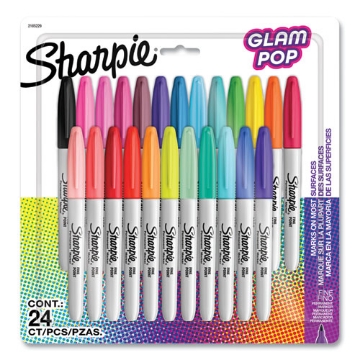 Picture of Fine Tip Permanent Marker, Fine Bullet Tip, Assorted 80s Glam Colors, 24/Pack