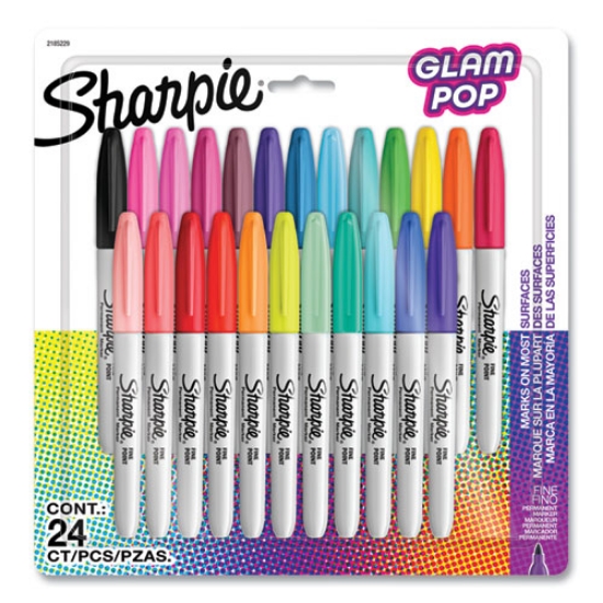 Picture of Fine Tip Permanent Marker, Fine Bullet Tip, Assorted 80s Glam Colors, 24/Pack