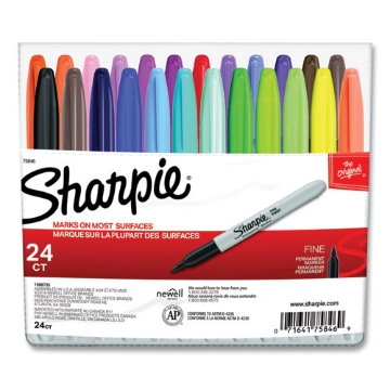Picture of Fine Tip Permanent Marker, Fine Bullet Tip, Assorted Colors, 24/set