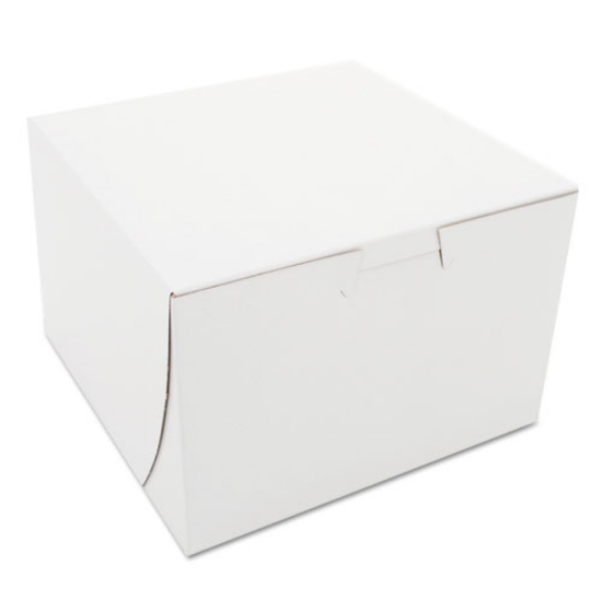Picture of White One-Piece Non-Window Bakery Boxes, 6 x 6 x 4, White, Paper, 250/Bundle