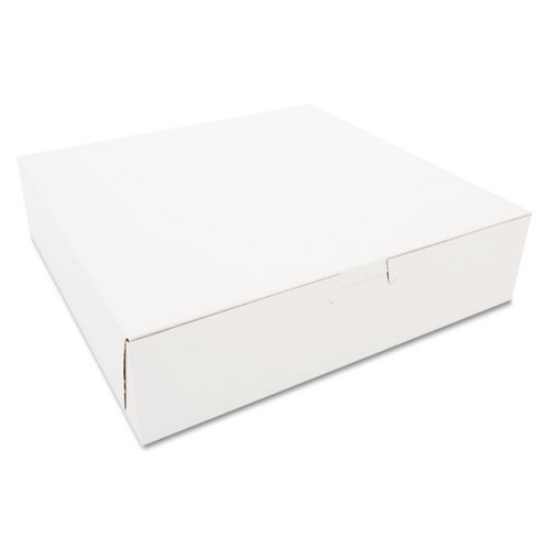 Picture of White One-Piece Non-Window Bakery Boxes, 10 x 10 x 2.5, White, Paper, 250/Carton