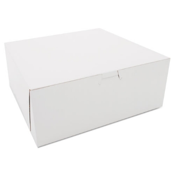 Picture of white one-piece non-window bakery boxes, 10 x 10 x 4, white, paper, 100/carton