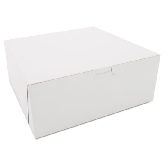 Picture of white one-piece non-window bakery boxes, 10 x 10 x 4, white, paper, 100/carton