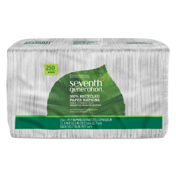 Picture of 100% Recycled Napkins, 1-Ply, 11 1/2 X 12 1/2, White, 250/pack