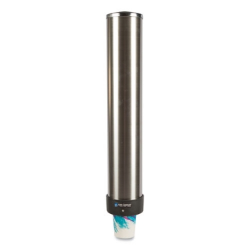 Picture of Large Water Cup Dispenser With Removable Cap, For 12 Oz To 24 Oz Cups, Stainless Steel