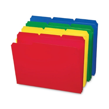 Picture of Top Tab Poly Colored File Folders, 1/3-Cut Tabs: Assorted, Letter Size, 0.75" Expansion, Assorted Colors, 24/Box