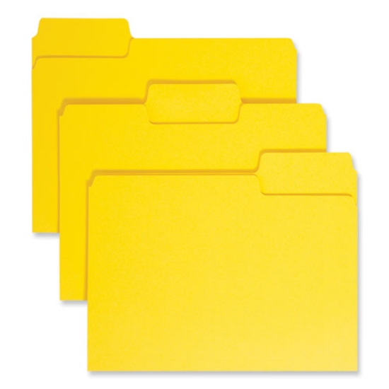 Picture of SuperTab Colored File Folders, 1/3-Cut Tabs: Assorted, Letter Size, 0.75" Expansion, 11-pt Stock, Yellow, 100/Box