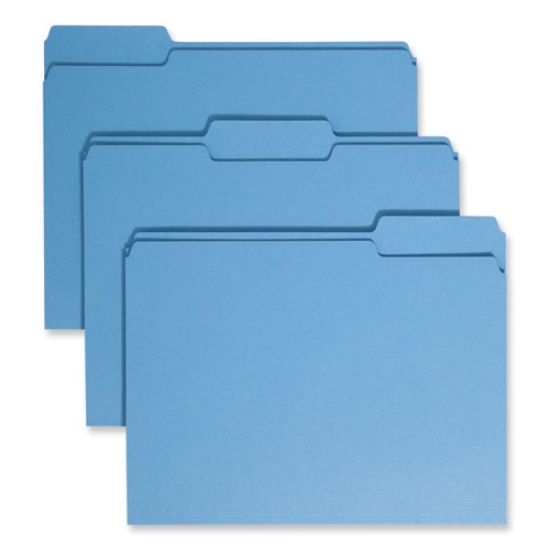 Picture of Colored File Folders, 1/3-Cut Tabs: Assorted, Letter Size, 0.75" Expansion, Blue, 100/Box