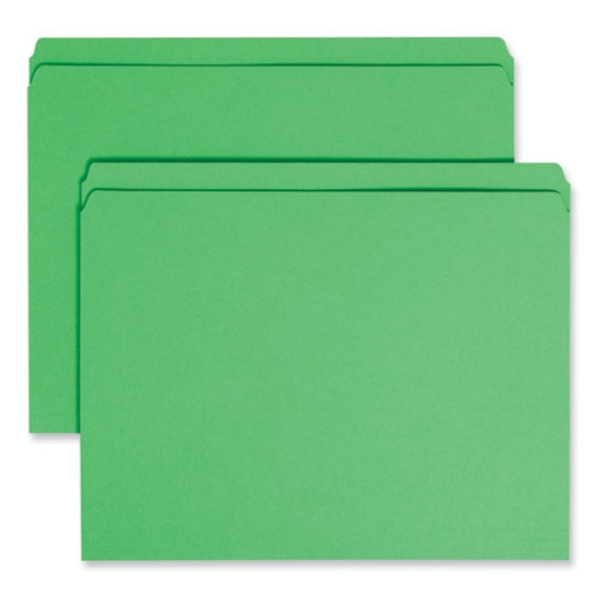 Picture of Reinforced Top Tab Colored File Folders, Straight Tabs, Letter Size, 0.75" Expansion, Green, 100/Box