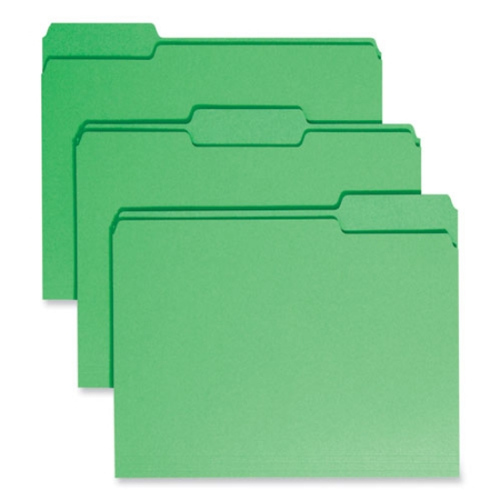 Picture of Colored File Folders, 1/3-Cut Tabs: Assorted, Letter Size, 0.75" Expansion, Green, 100/Box