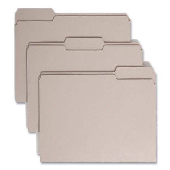 Picture of Colored File Folders, 1/3-Cut Tabs: Assorted, Letter Size, 0.75" Expansion, Gray, 100/Box