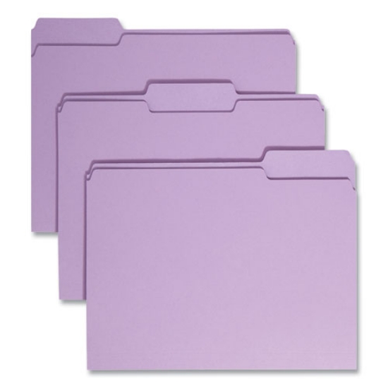Picture of Colored File Folders, 1/3-Cut Tabs: Assorted, Letter Size, 0.75" Expansion, Lavender, 100/Box
