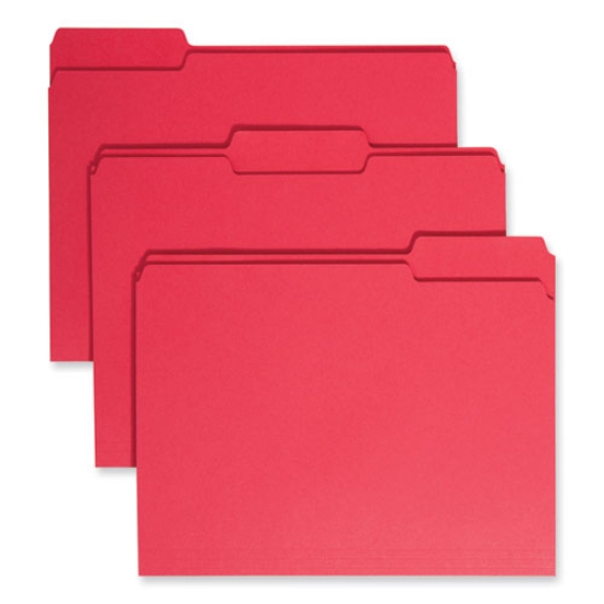 Picture of Colored File Folders, 1/3-Cut Tabs: Assorted, Letter Size, 0.75" Expansion, Red, 100/Box