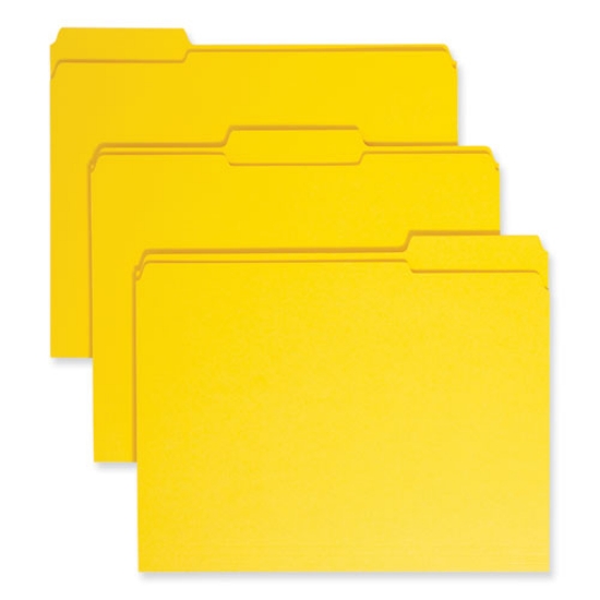 Picture of Reinforced Top Tab Colored File Folders, 1/3-Cut Tabs: Assorted, Letter Size, 0.75" Expansion, Yellow, 100/Box