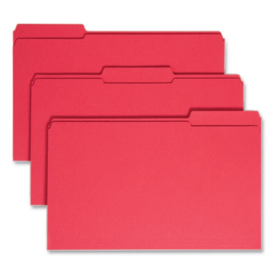 Picture of Reinforced Top Tab Colored File Folders, 1/3-Cut Tabs: Assorted, Legal Size, 0.75" Expansion, Red, 100/Box
