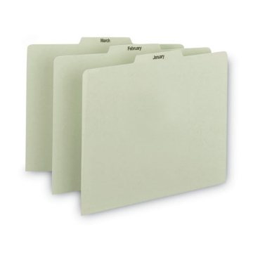 Picture of 100% Recycled Monthly Top Tab File Guide Set, 1/3-Cut Top Tab, January To December, 8.5 X 11, Green, 12/set