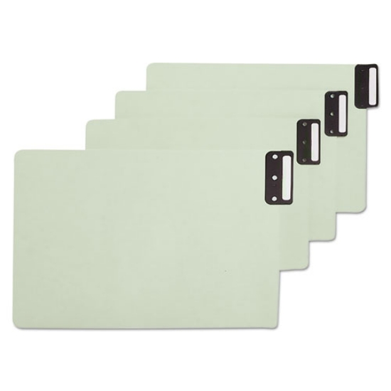 Picture of 100% Recycled End Tab Pressboard Guides With Metal Tabs, 1/3-Cut End Tab, Blank, 8.5 X 14, Green, 50/box