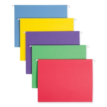 Picture of Color Hanging Folders with 1/3 Cut Tabs, Letter Size, 1/3-Cut Tabs, Assorted Colors, 25/Box