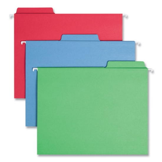Picture of FasTab Hanging Folders, Letter Size, 1/3-Cut Tabs, Assorted Colors, 18/Box