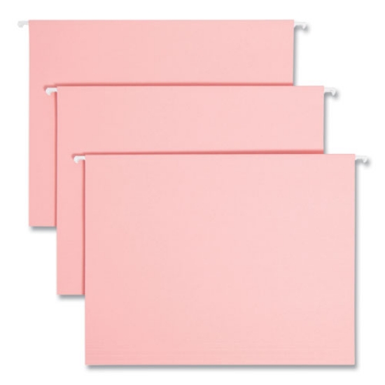Picture of Colored Hanging File Folders with 1/5 Cut Tabs, Letter Size, 1/5-Cut Tabs, Pink, 25/Box