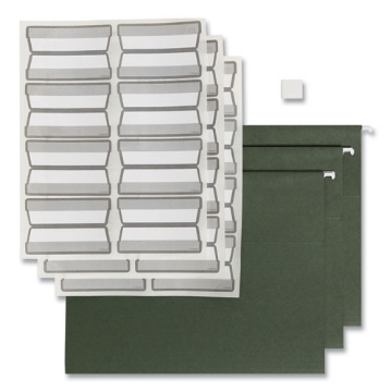 Picture of 100% Recycled Hanging File Folders with ProTab Kit, Letter Size, 1/3-Cut, Standard Green