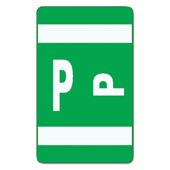 Picture of Alphaz Color-Coded Second Letter Alphabetical Labels, P, 1 X 1.63, Dark Green, 10/sheet, 10 Sheets/pack