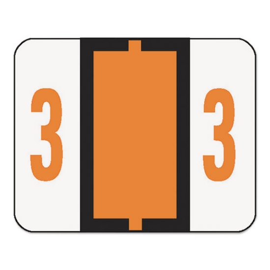 Picture of Numerical End Tab File Folder Labels, 3, 1 X 1.25, White, 500/roll