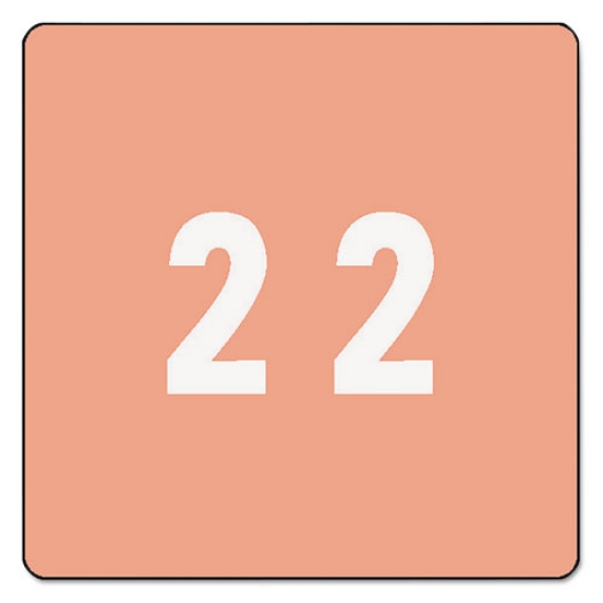 Picture of Numerical End Tab File Folder Labels, 2, 1.5 X 1.5, Pink, 250/roll