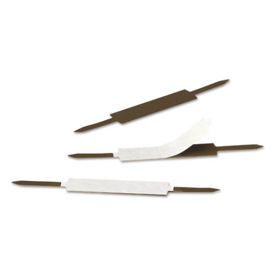 Picture of Standard Self-Adhesive Two-Prong Fastener Base and Compressor Sets, 1" Capacity, 2.75" Center to Center, Brown, 100/Box